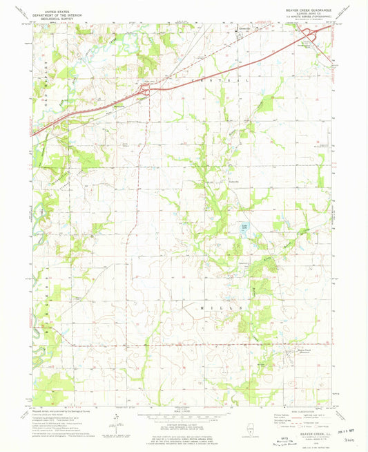 Classic USGS Beaver Creek Illinois 7.5'x7.5' Topo Map Image
