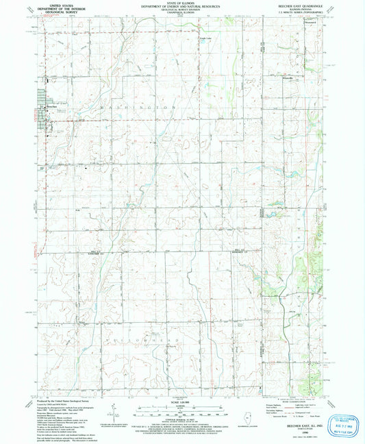 Classic USGS Beecher East Illinois 7.5'x7.5' Topo Map Image