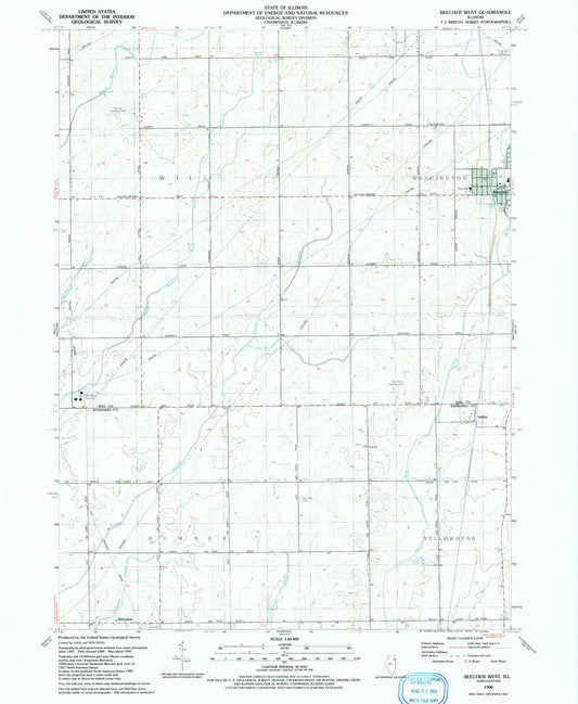 Classic USGS Beecher West Illinois 7.5'x7.5' Topo Map Image
