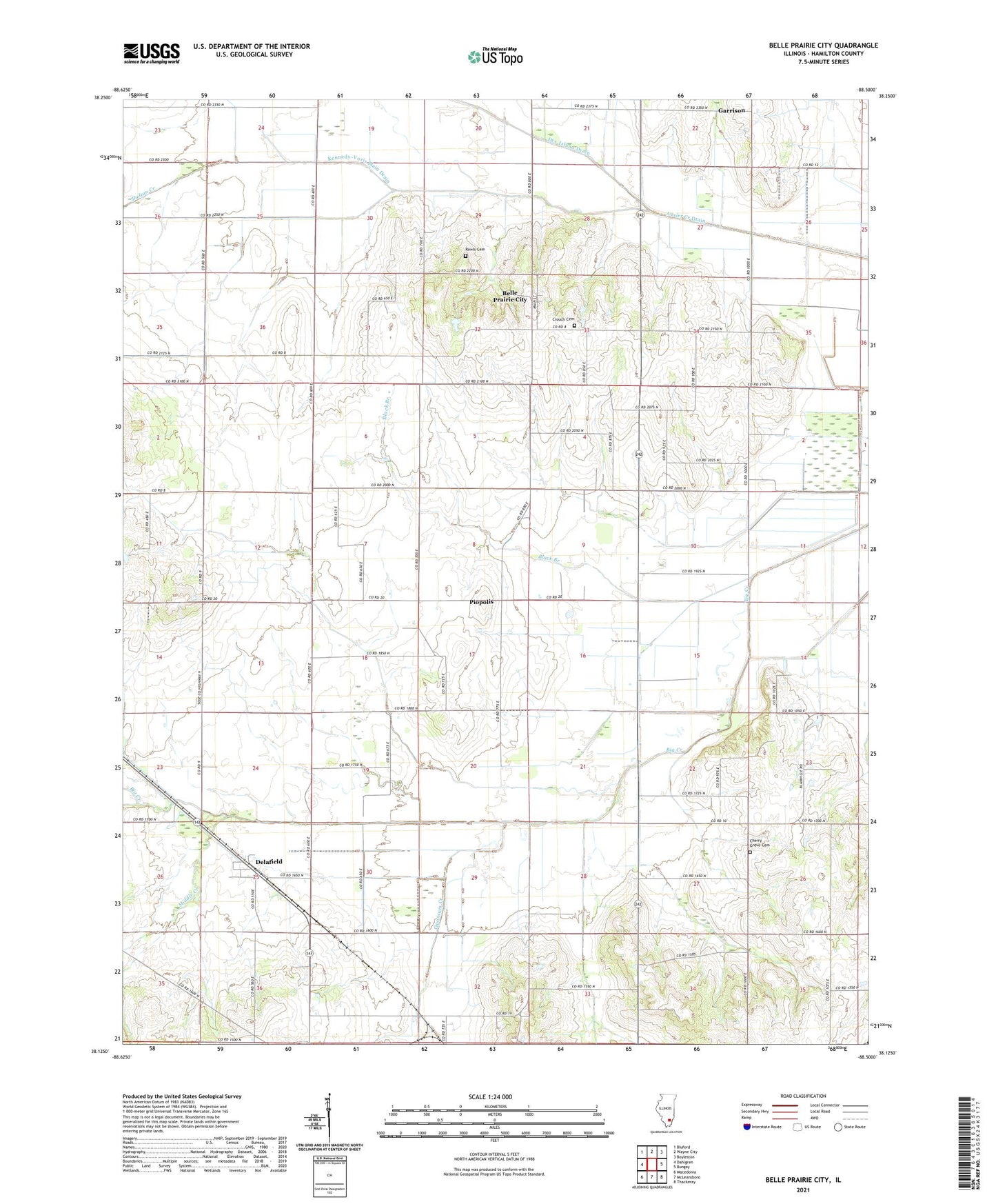 Belle Prairie City Illinois US Topo Map Image