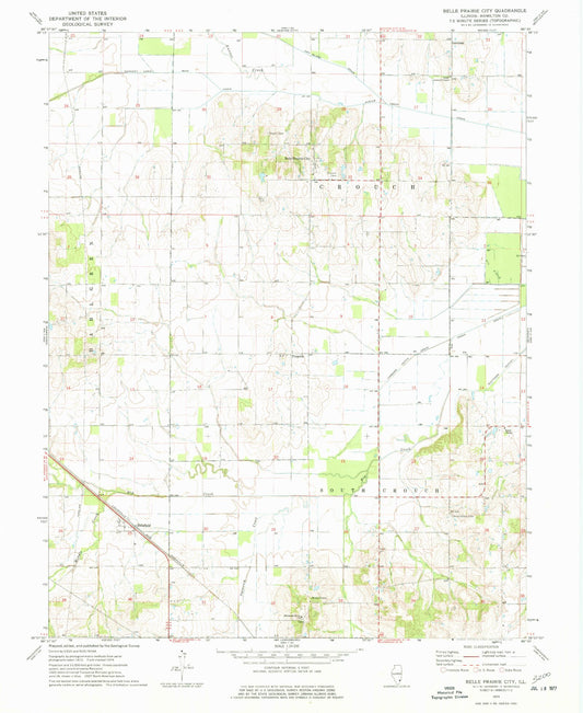 Classic USGS Belle Prairie City Illinois 7.5'x7.5' Topo Map Image