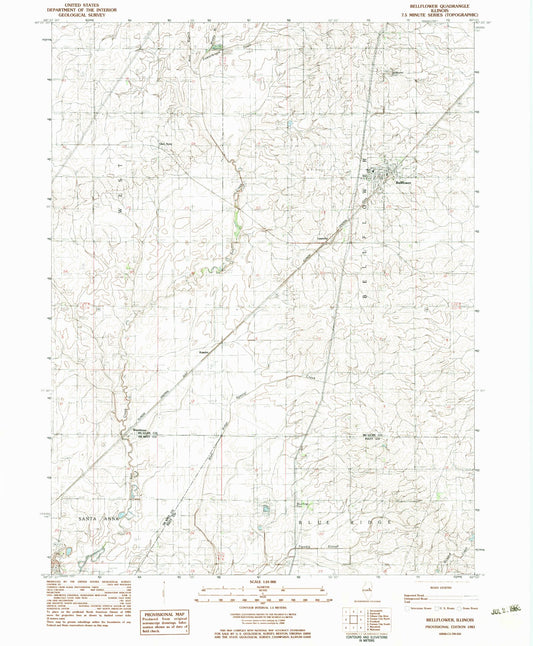 Classic USGS Bellflower Illinois 7.5'x7.5' Topo Map Image