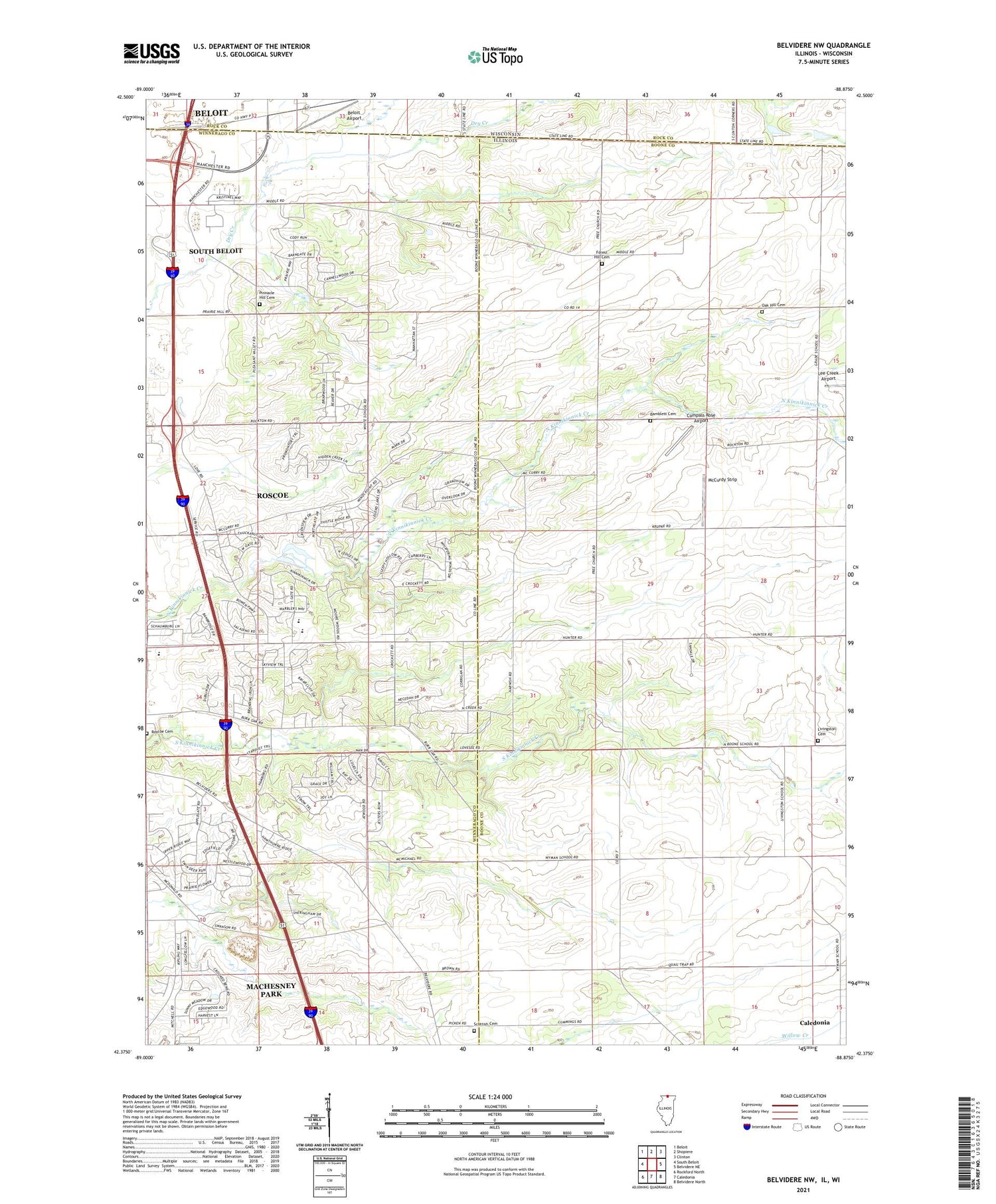 Belvidere NW Illinois US Topo Map Image