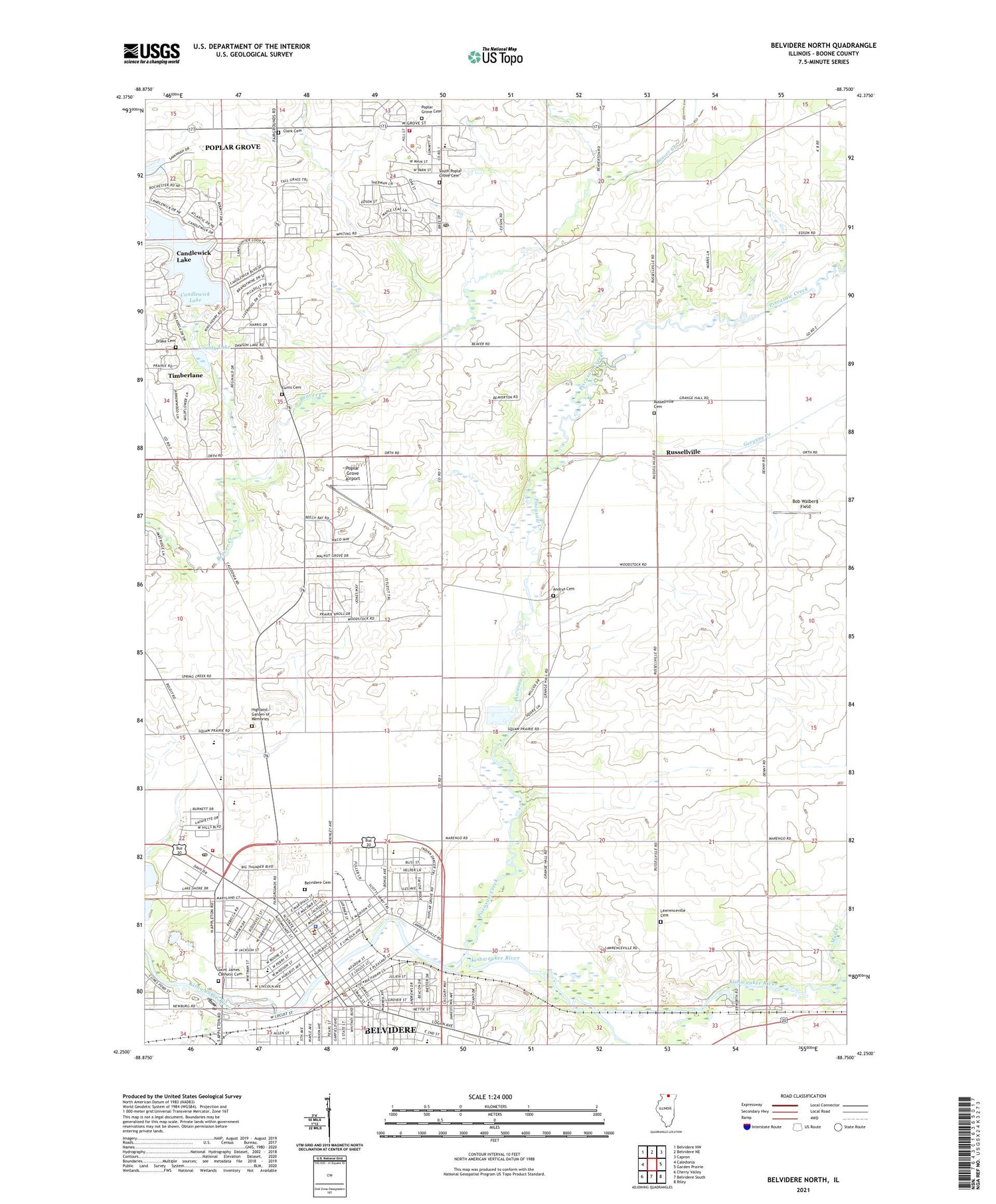 Belvidere North Illinois US Topo Map Image