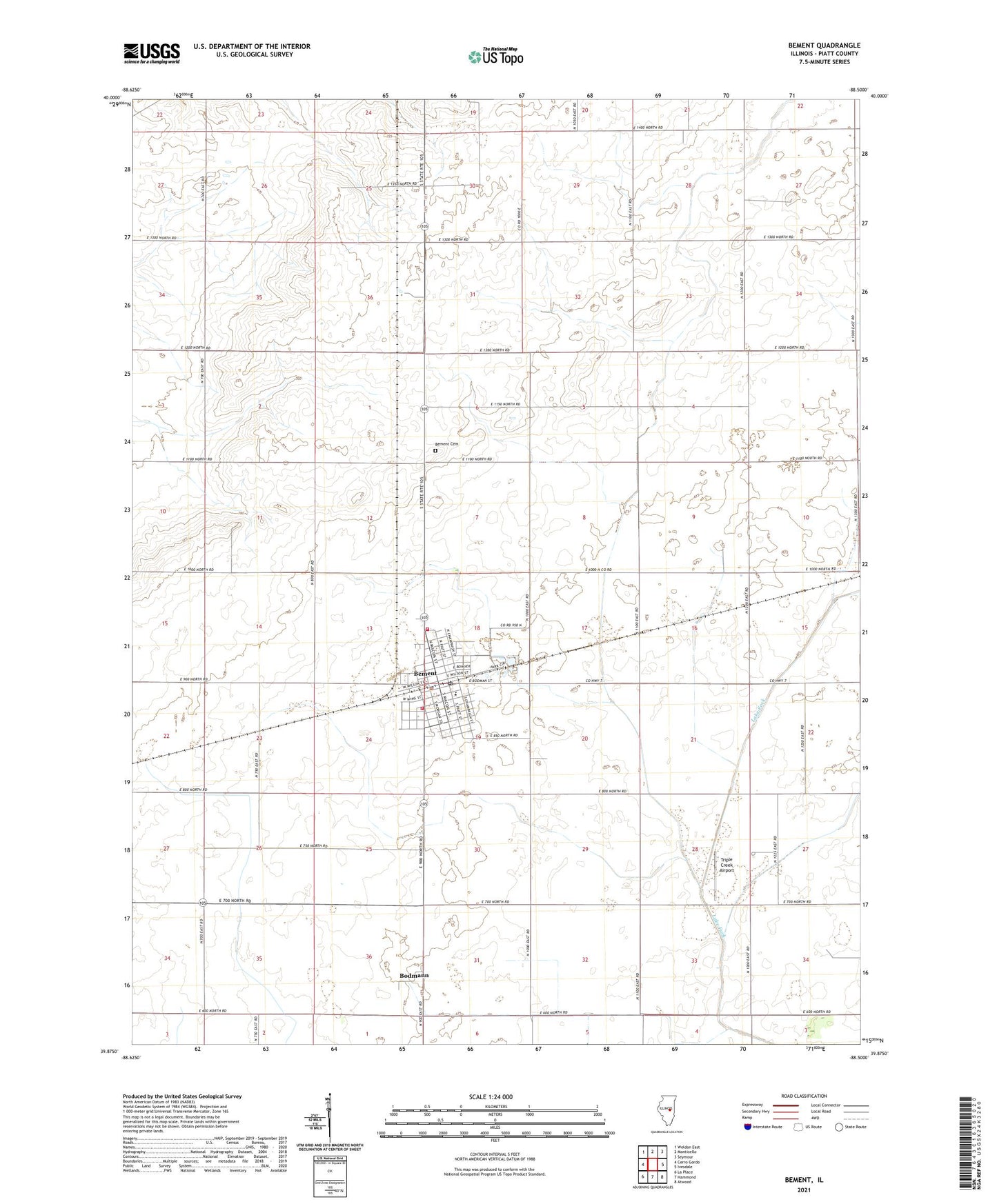 Bement Illinois US Topo Map Image
