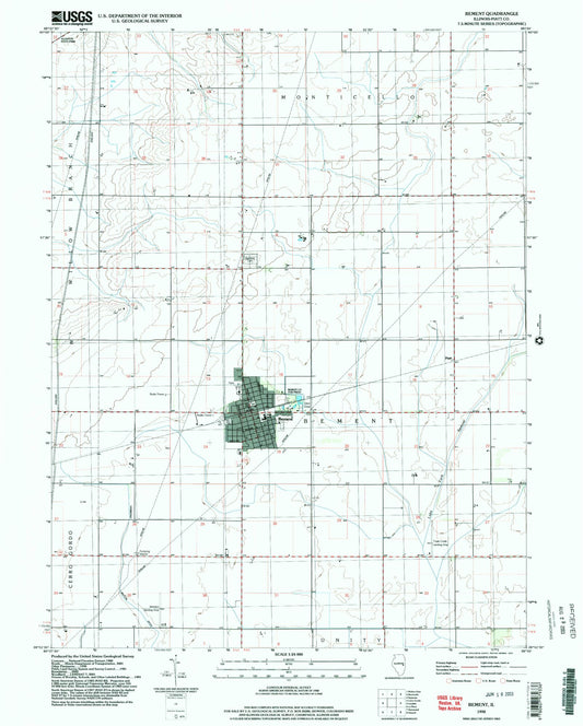 Classic USGS Bement Illinois 7.5'x7.5' Topo Map Image