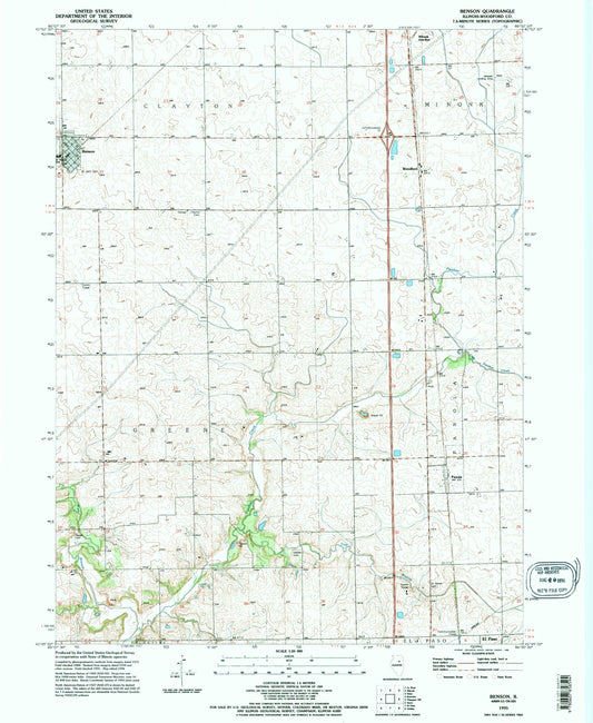 Classic USGS Benson Illinois 7.5'x7.5' Topo Map Image