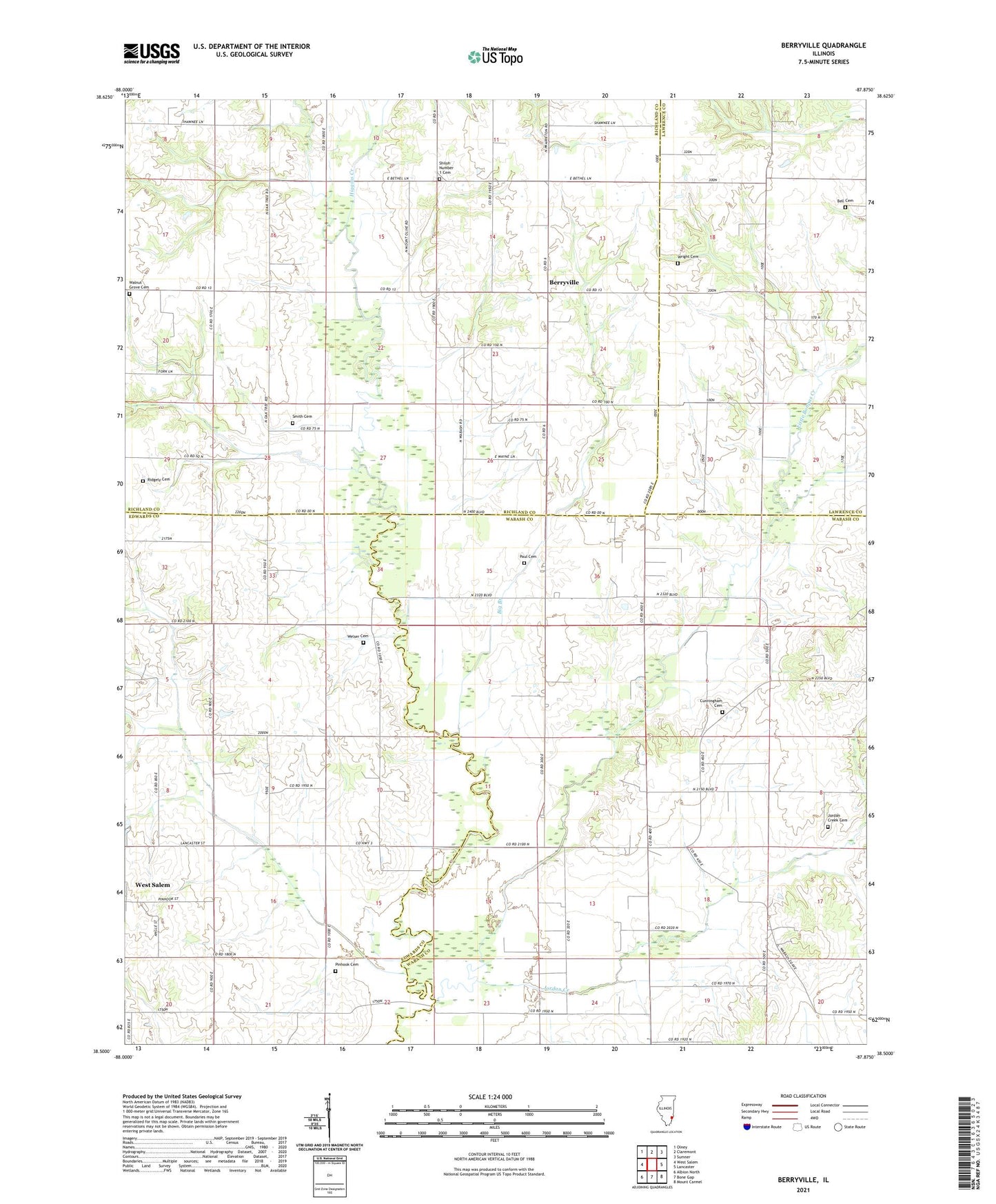 Berryville Illinois US Topo Map Image