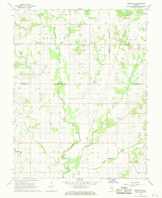 Classic USGS Berryville Illinois 7.5'x7.5' Topo Map Image