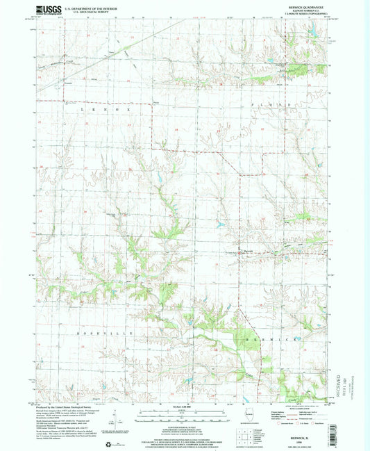 Classic USGS Berwick Illinois 7.5'x7.5' Topo Map Image