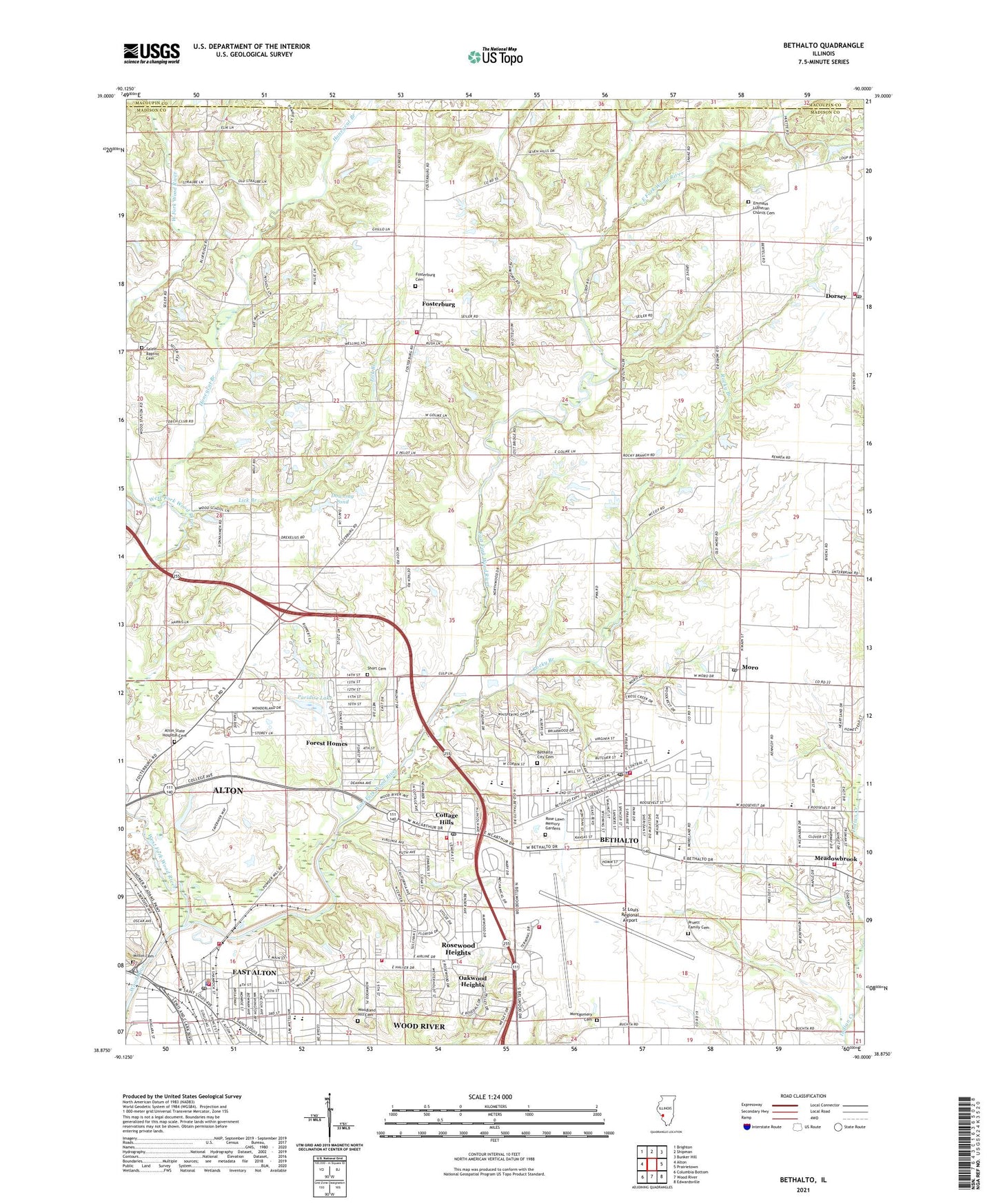 Bethalto Illinois US Topo Map Image