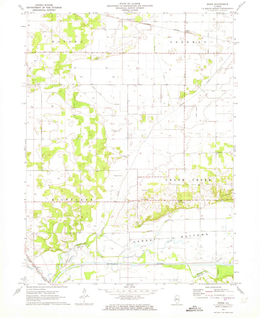 Classic USGS Biggs Illinois 7.5'x7.5' Topo Map Image
