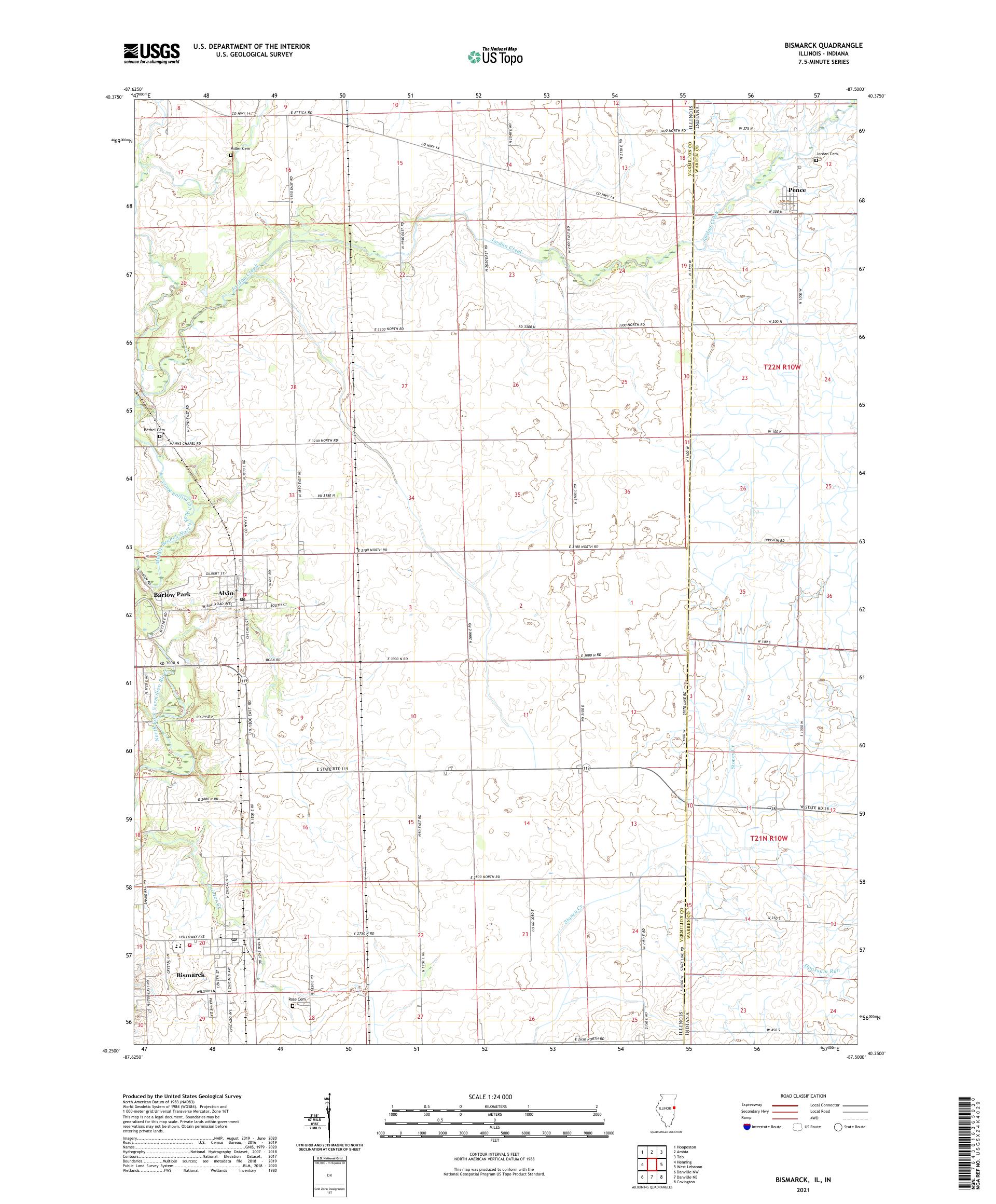 Bismarck Illinois US Topo Map – MyTopo Map Store