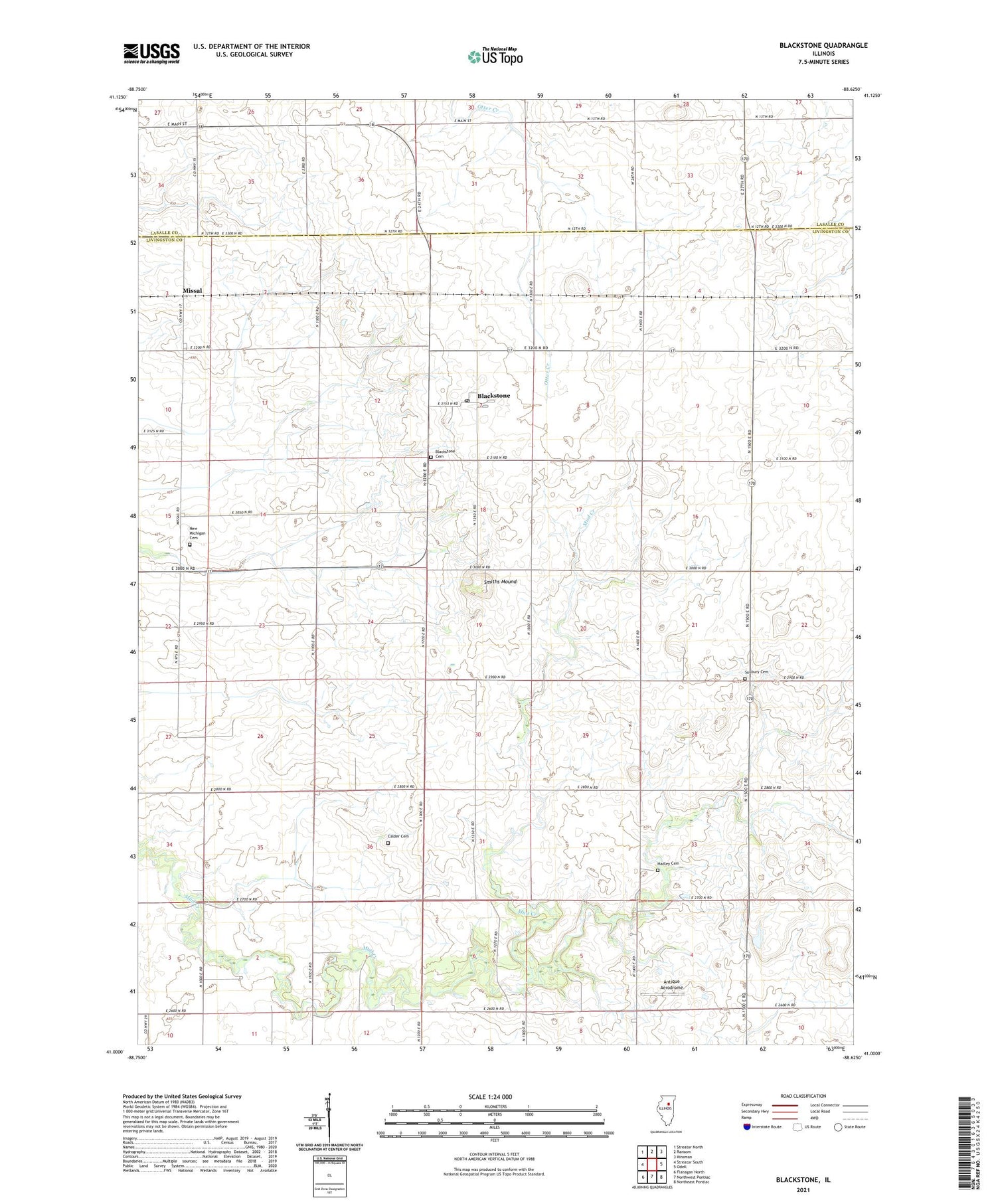 Blackstone Illinois US Topo Map Image