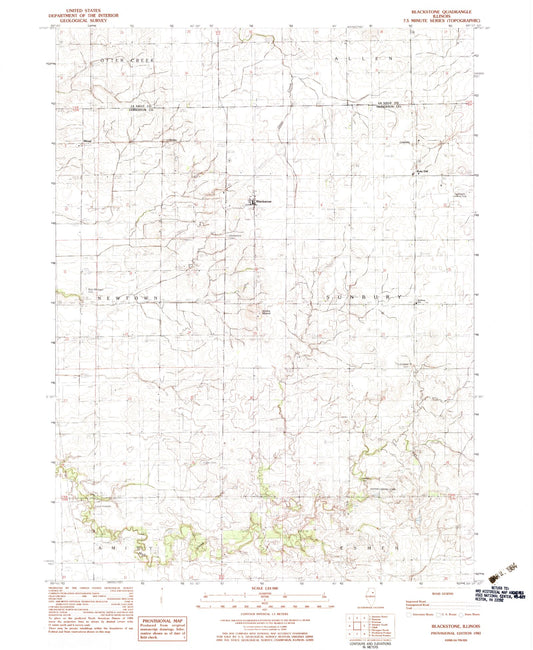 Classic USGS Blackstone Illinois 7.5'x7.5' Topo Map Image