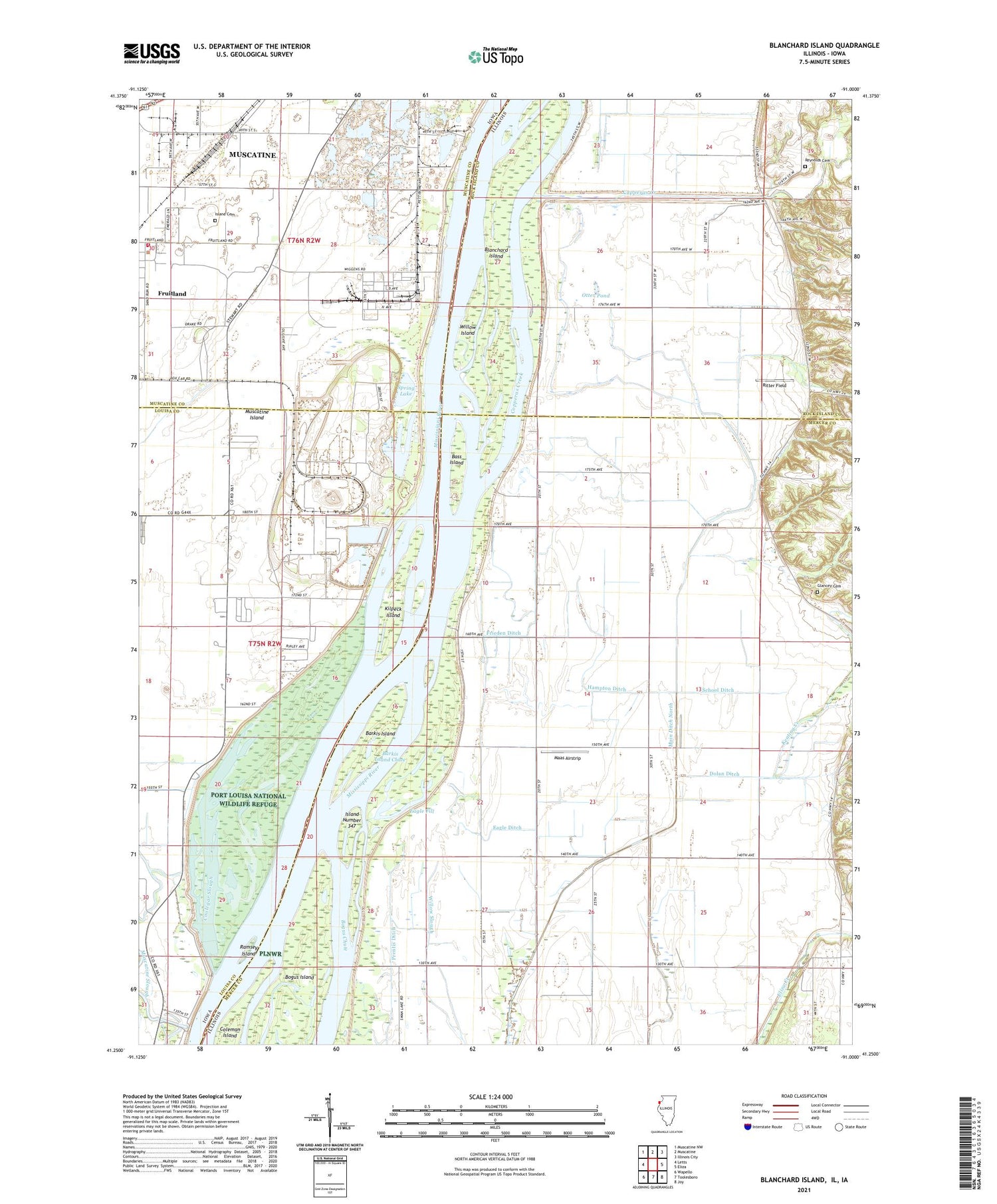 Blanchard Island Illinois US Topo Map Image