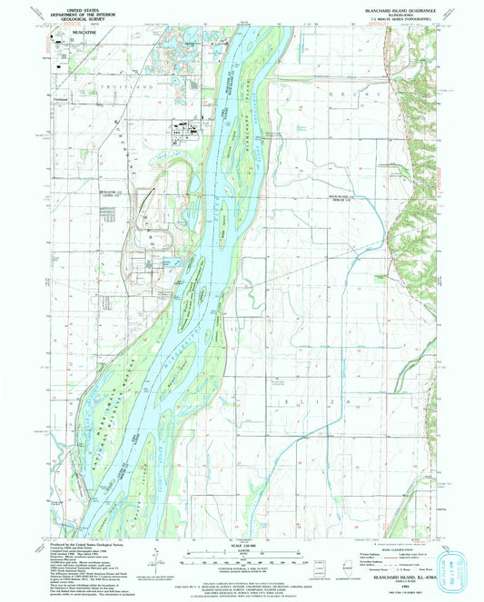 Classic USGS Blanchard Island Illinois 7.5'x7.5' Topo Map Image