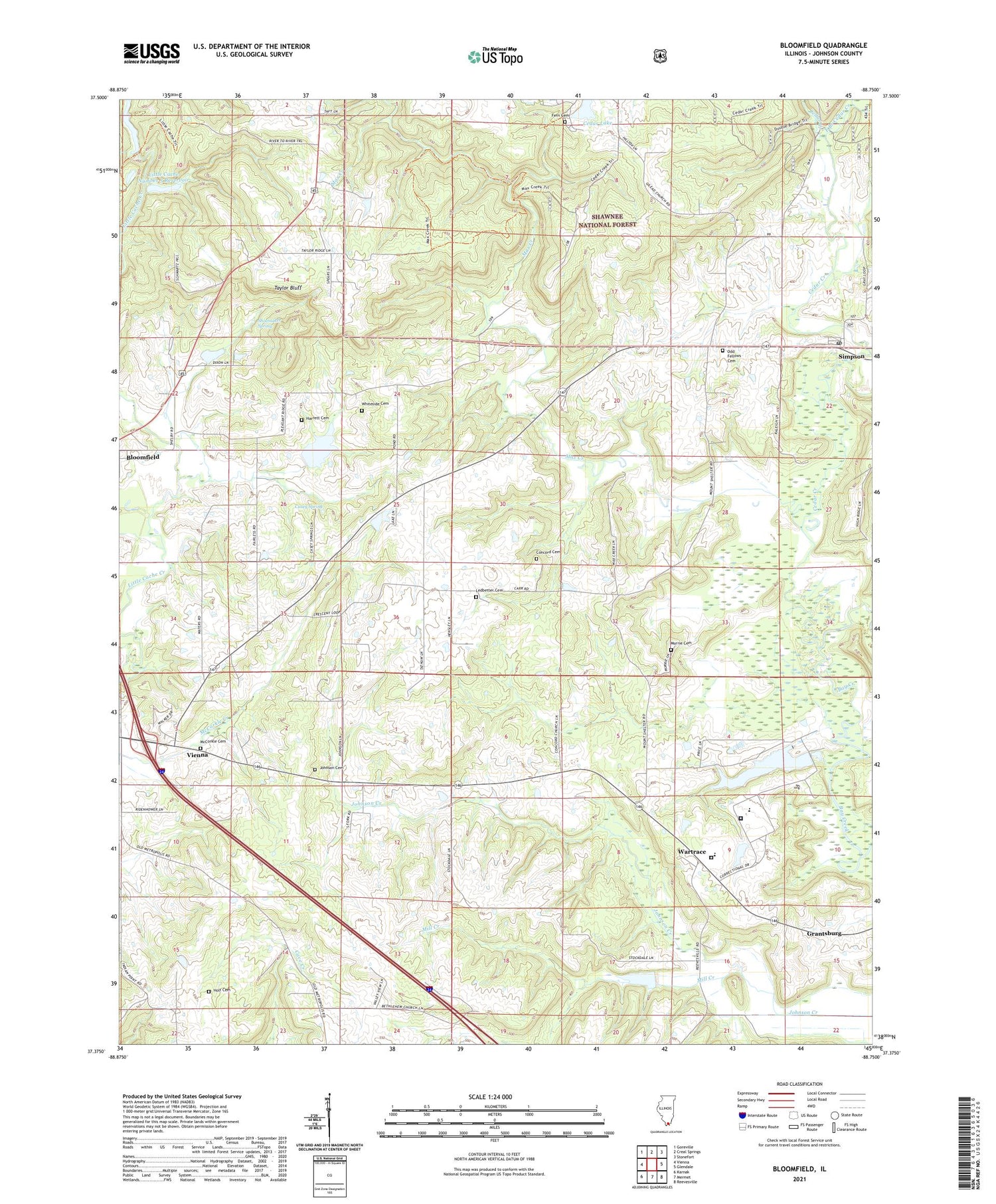 Bloomfield Illinois US Topo Map Image