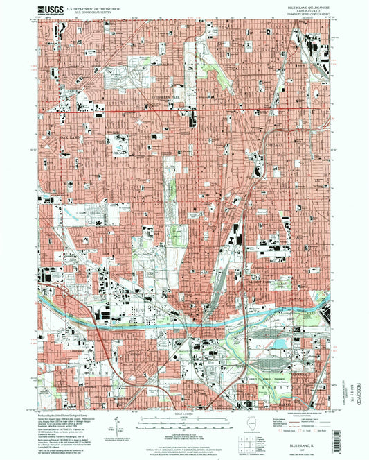 Classic USGS Blue Island Illinois 7.5'x7.5' Topo Map Image