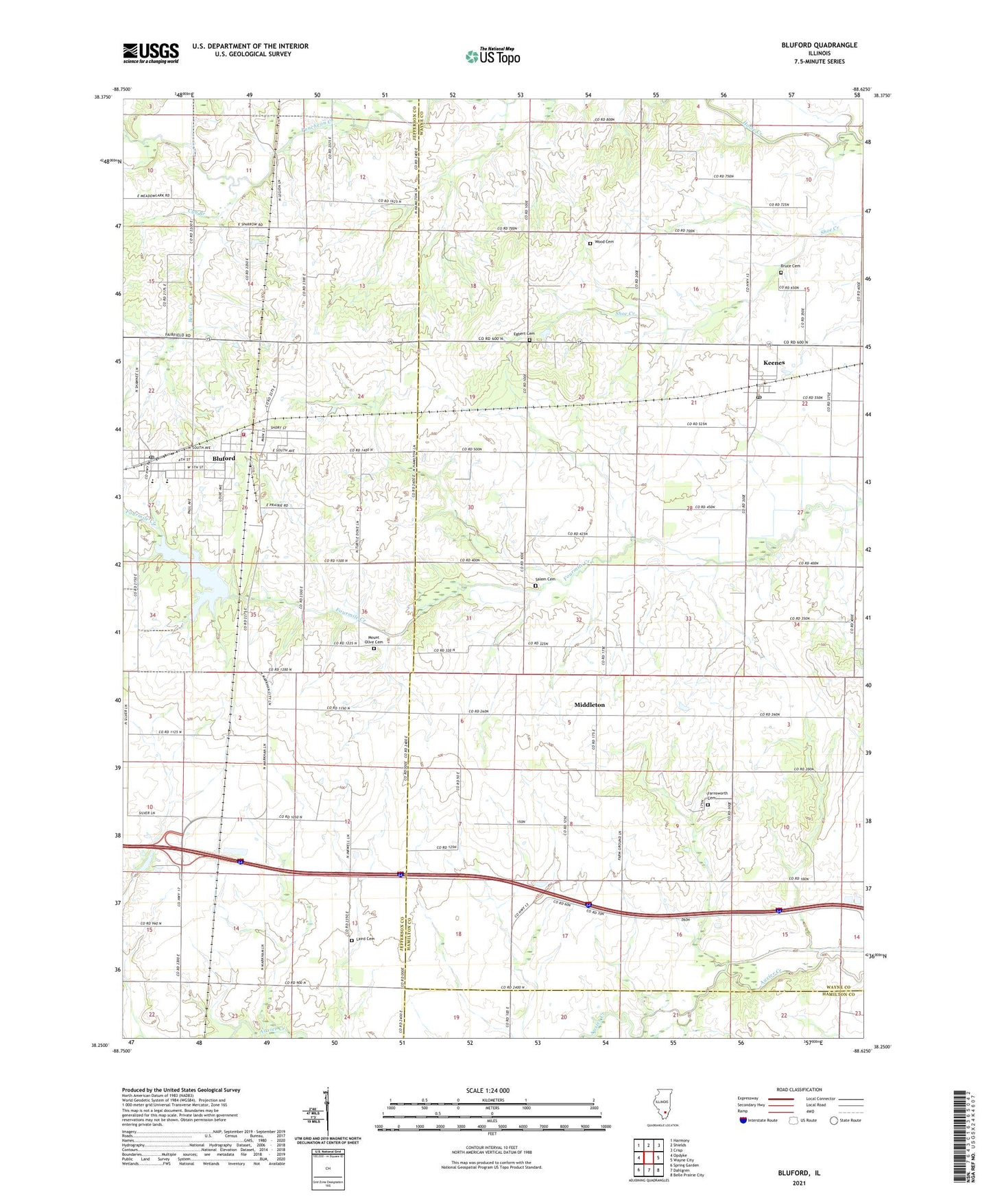 Bluford Illinois US Topo Map Image