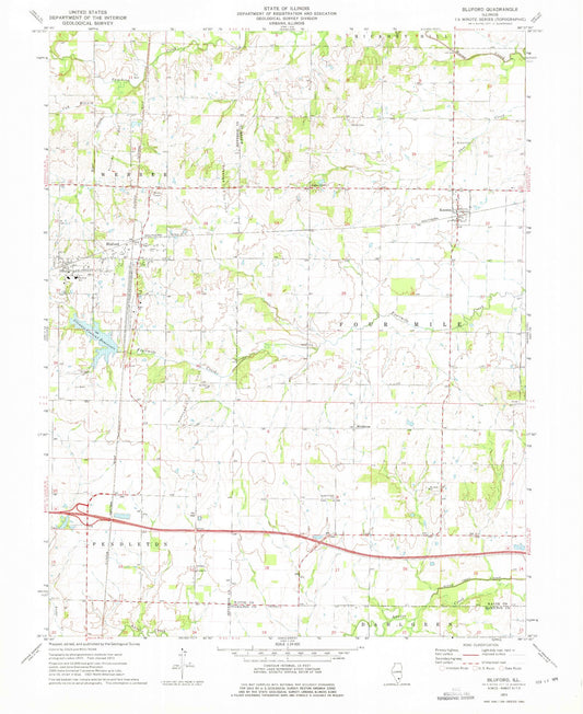 Classic USGS Bluford Illinois 7.5'x7.5' Topo Map Image