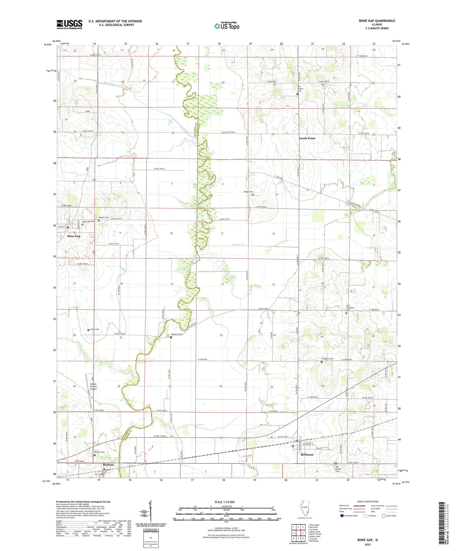 Bone Gap Illinois US Topo Map Image