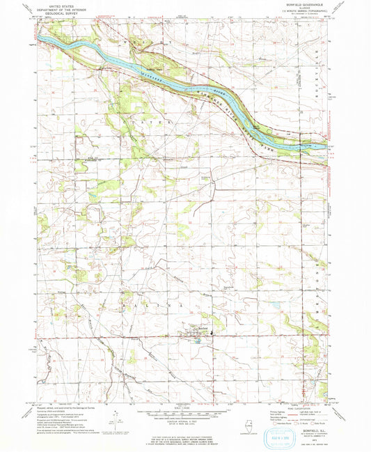 Classic USGS Bonfield Illinois 7.5'x7.5' Topo Map Image