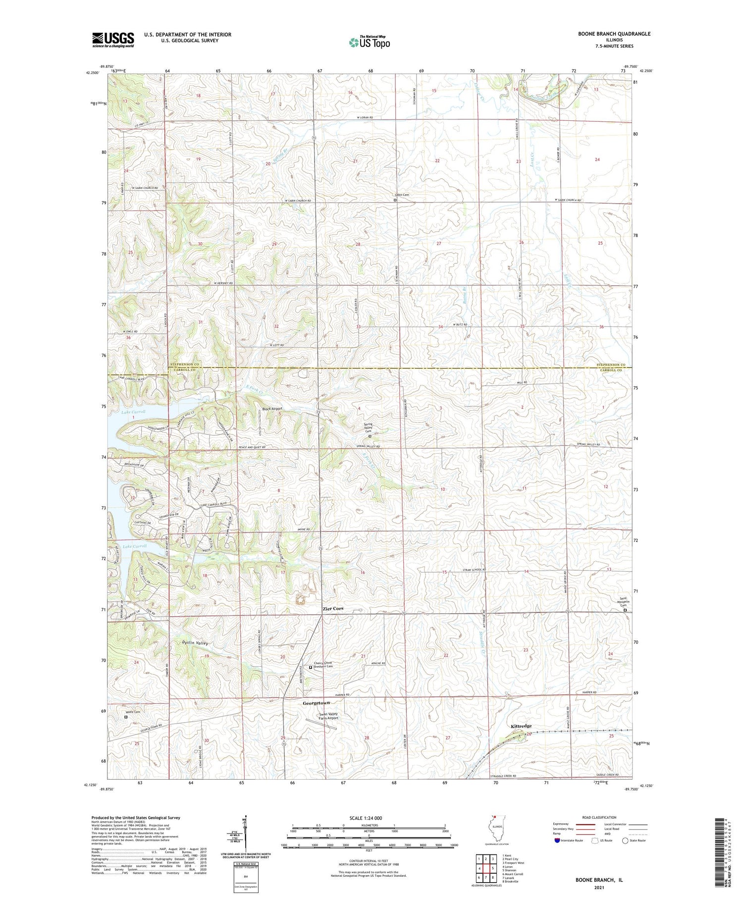 Boone Branch Illinois US Topo Map Image