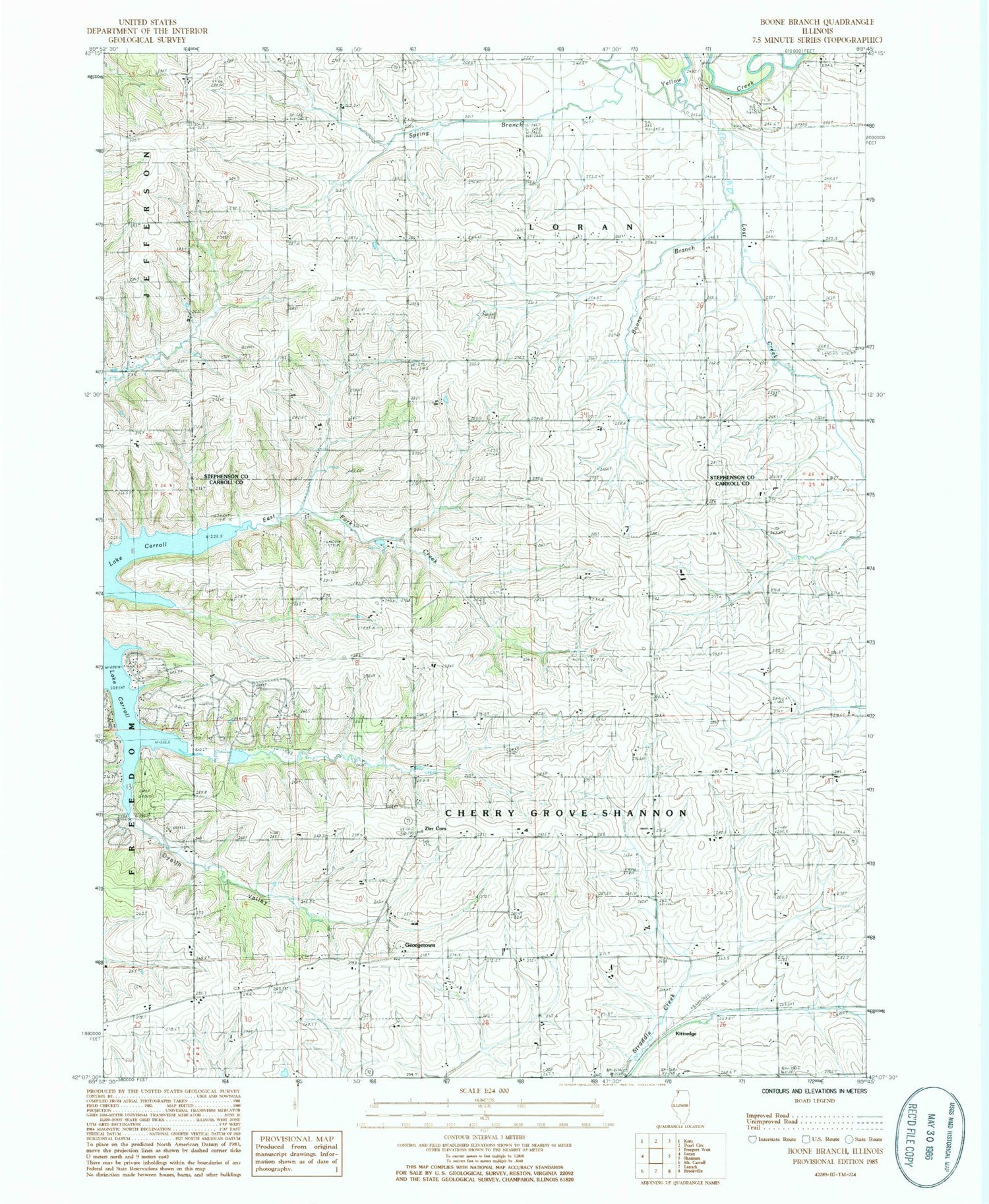 Classic USGS Boone Branch Illinois 7.5'x7.5' Topo Map Image
