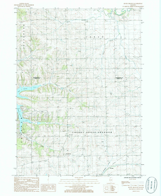 Classic USGS Boone Branch Illinois 7.5'x7.5' Topo Map Image