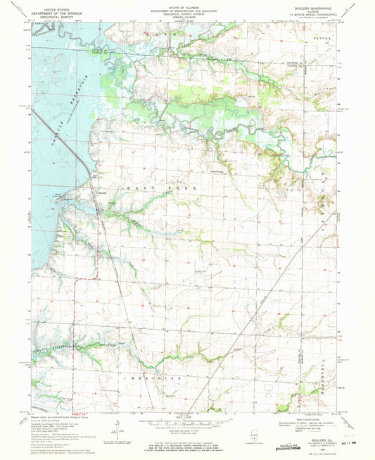 Classic USGS Boulder Illinois 7.5'x7.5' Topo Map Image