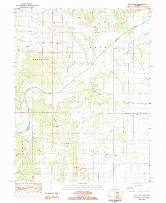 Classic USGS Boyer Creek Illinois 7.5'x7.5' Topo Map Image
