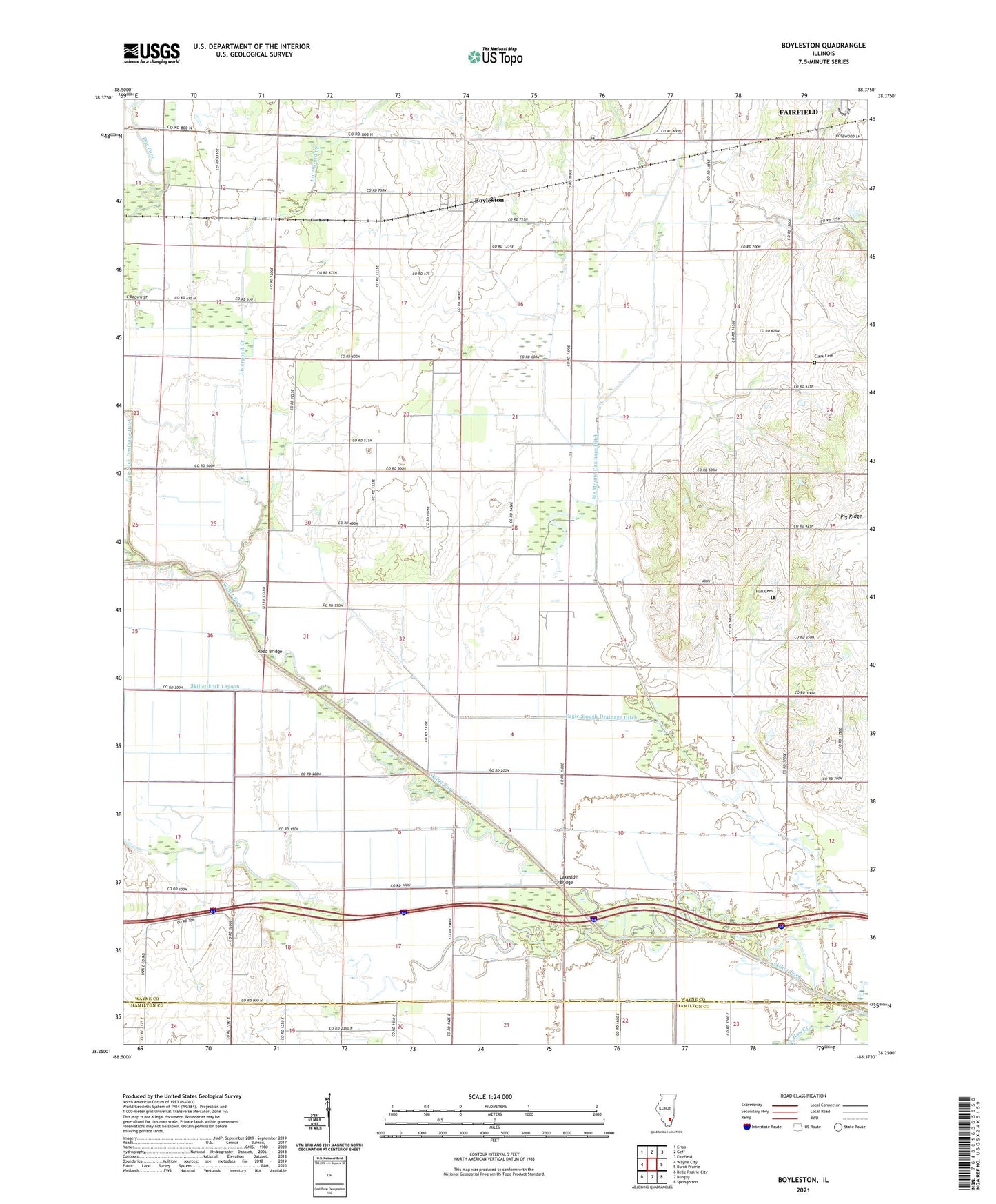Boyleston Illinois US Topo Map Image