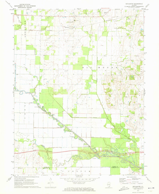 Classic USGS Boyleston Illinois 7.5'x7.5' Topo Map Image