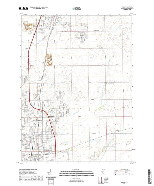 Bradley Illinois US Topo Map Image