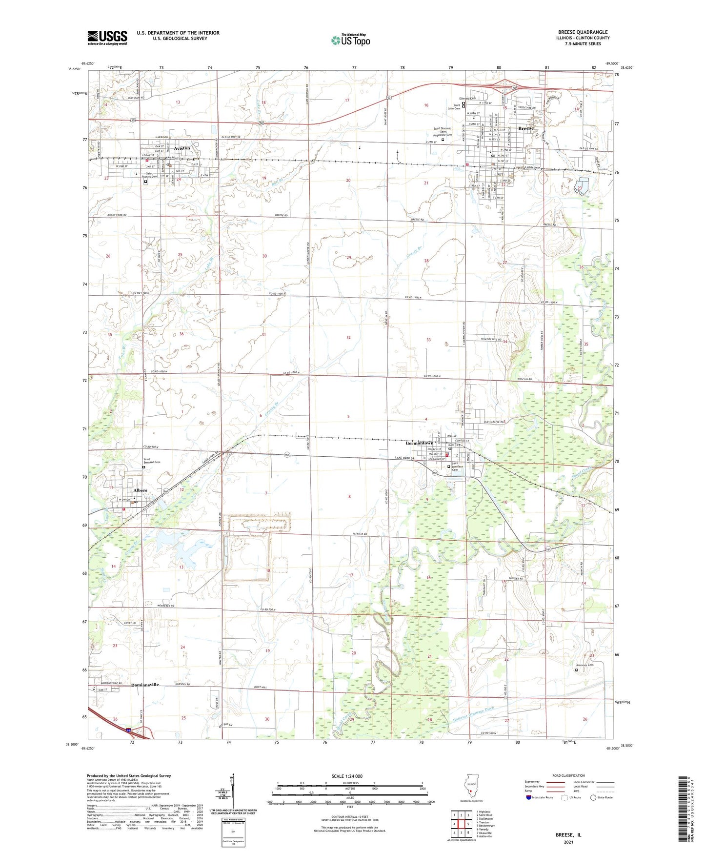 Breese Illinois US Topo Map Image