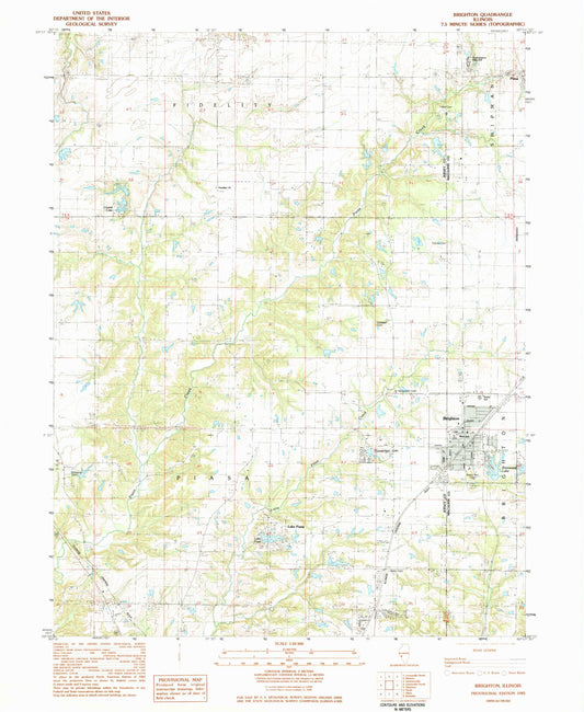 Classic USGS Brighton Illinois 7.5'x7.5' Topo Map Image