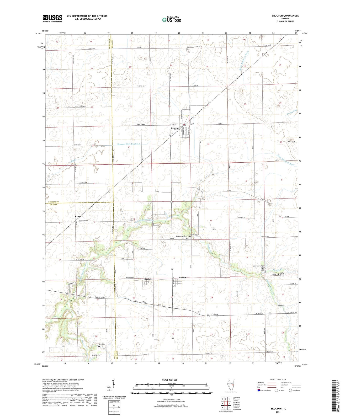 Brocton Illinois US Topo Map Image