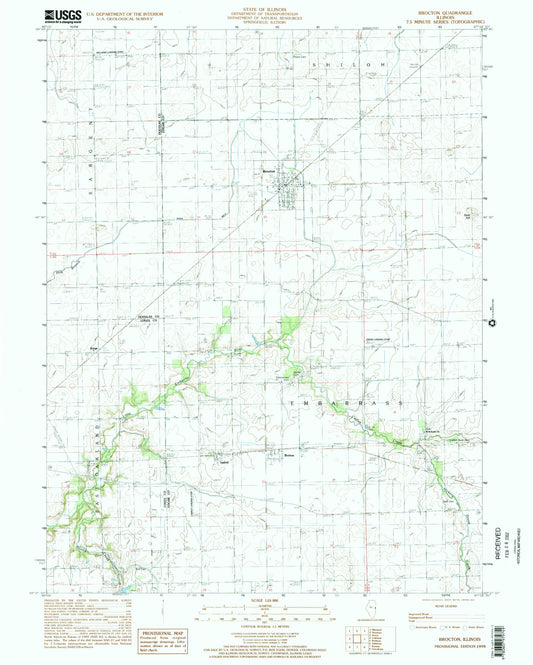 Classic USGS Brocton Illinois 7.5'x7.5' Topo Map Image