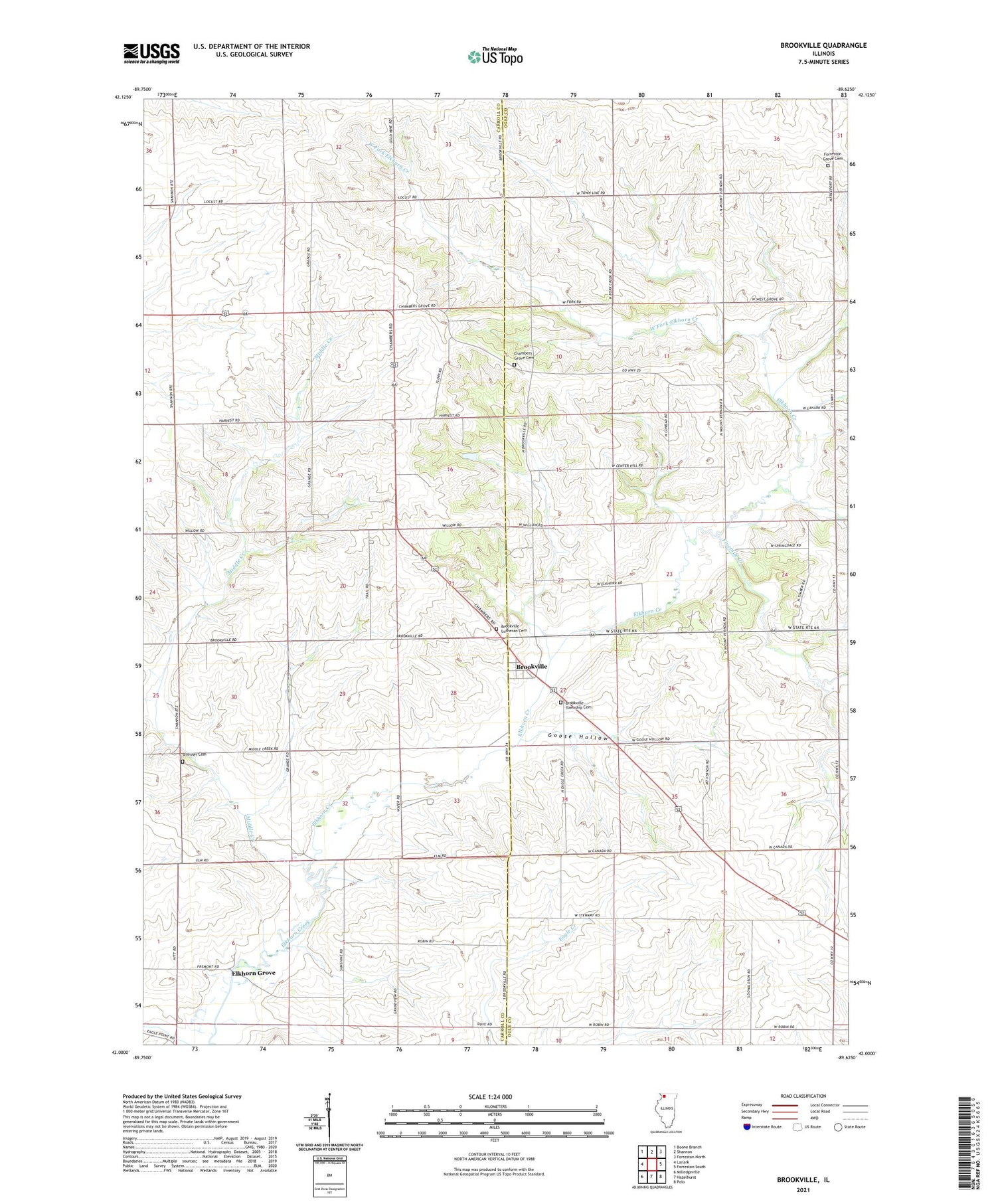 Brookville Illinois US Topo Map Image