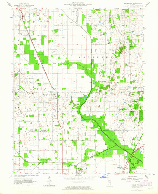 Classic USGS Broughton Illinois 7.5'x7.5' Topo Map Image