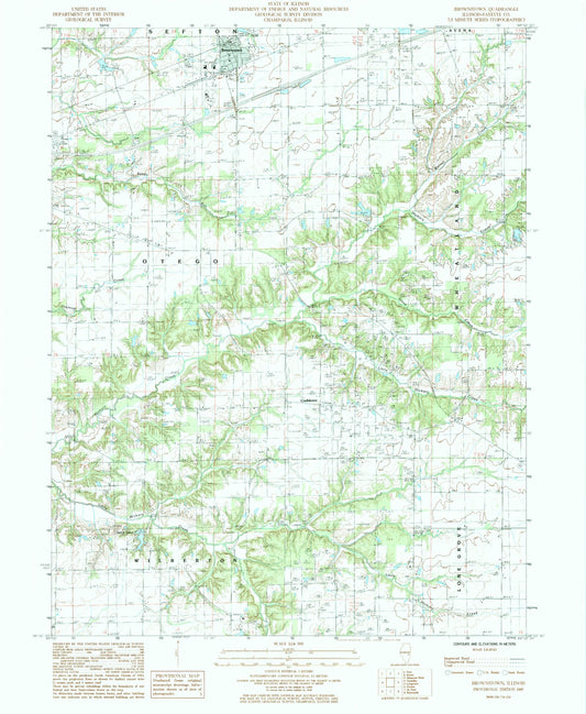 Classic USGS Brownstown Illinois 7.5'x7.5' Topo Map Image
