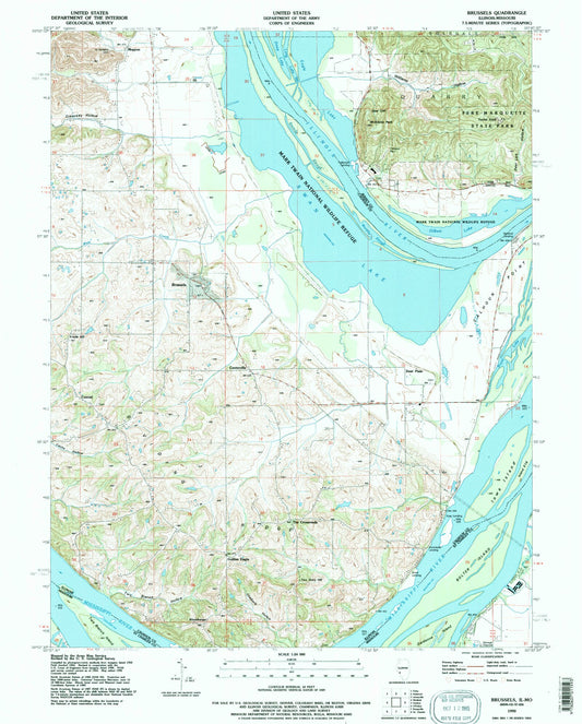 Classic USGS Brussels Illinois 7.5'x7.5' Topo Map Image