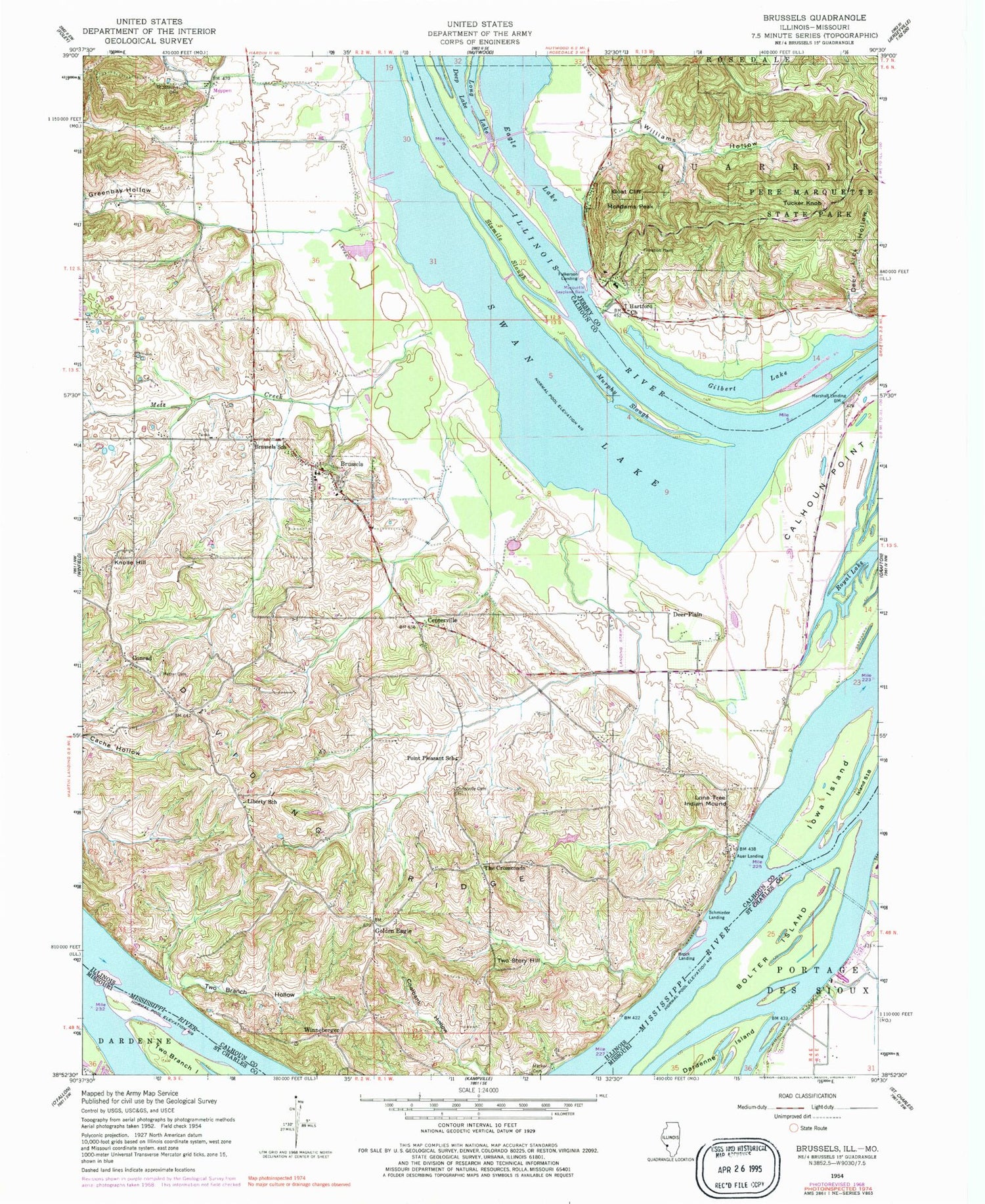 Classic USGS Brussels Illinois 7.5'x7.5' Topo Map Image
