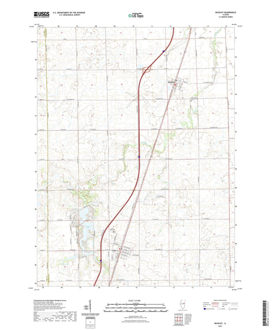 Buckley Illinois US Topo Map Image