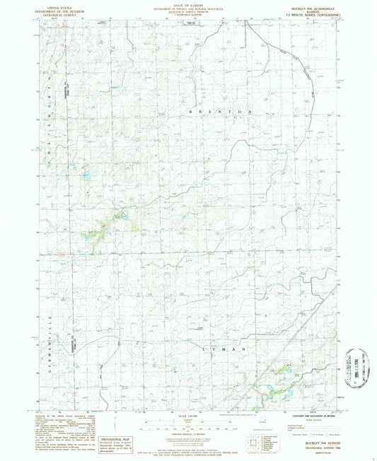 Classic USGS Buckley NW Illinois 7.5'x7.5' Topo Map Image