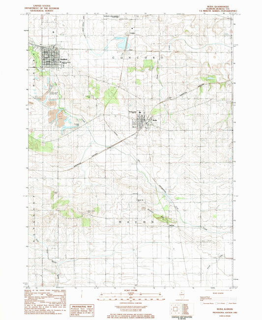 Classic USGS Buda Illinois 7.5'x7.5' Topo Map Image