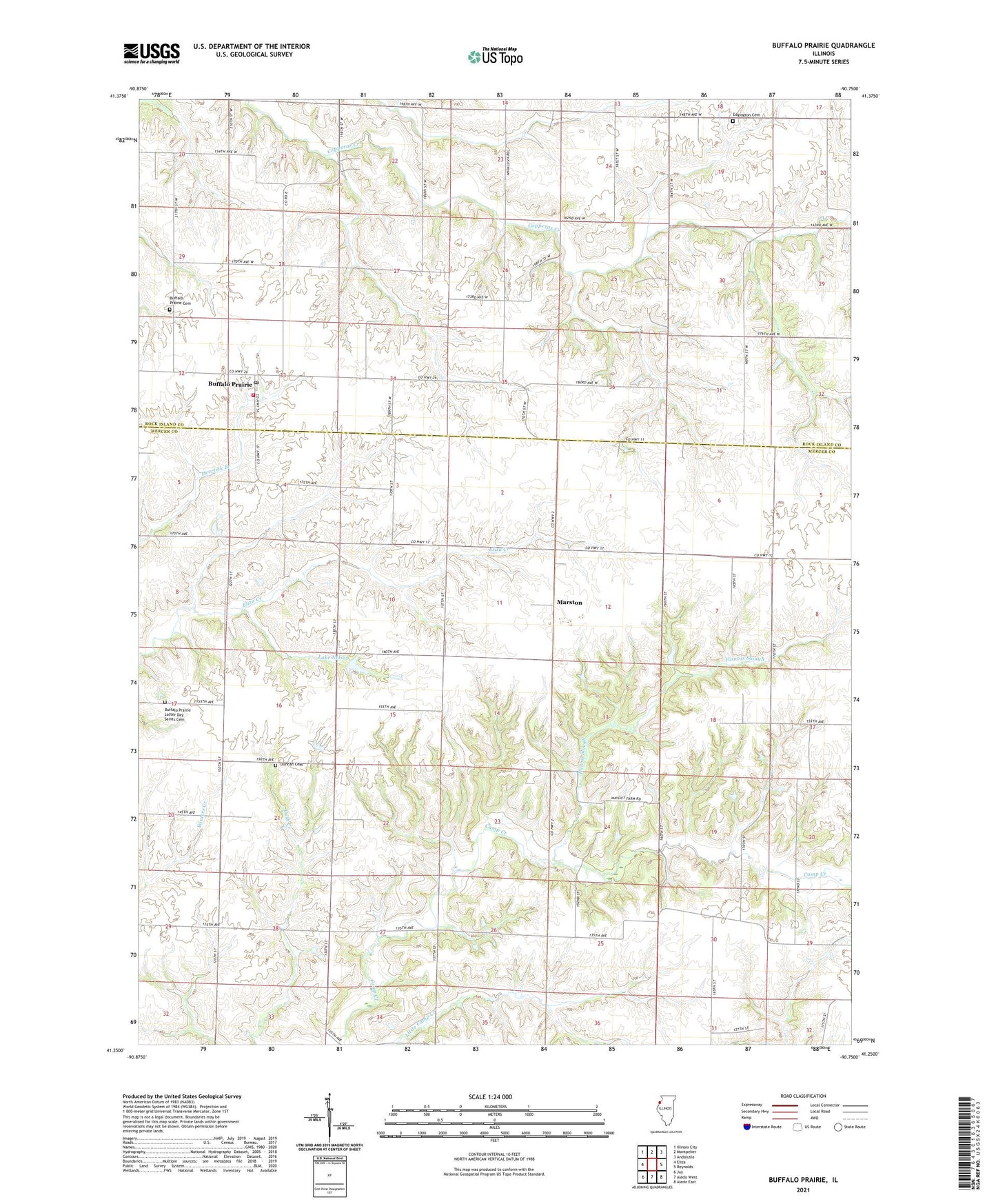 Buffalo Prairie Illinois US Topo Map Image