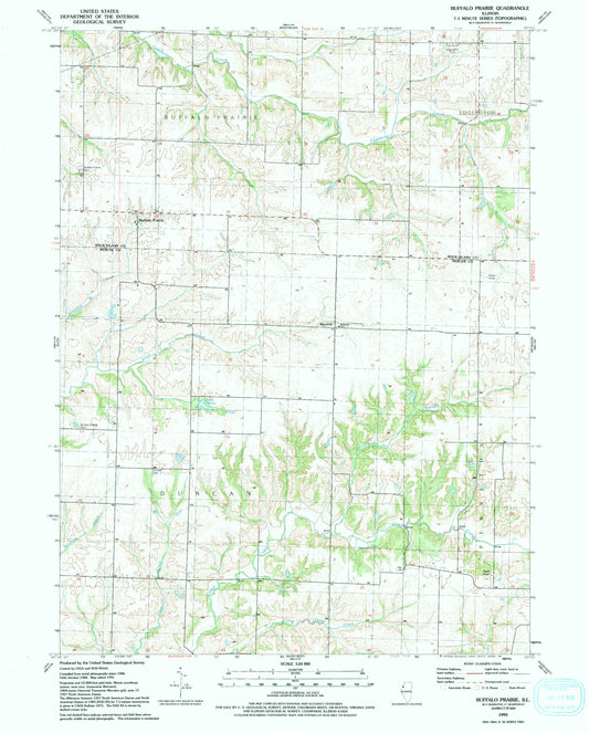Classic USGS Buffalo Prairie Illinois 7.5'x7.5' Topo Map Image