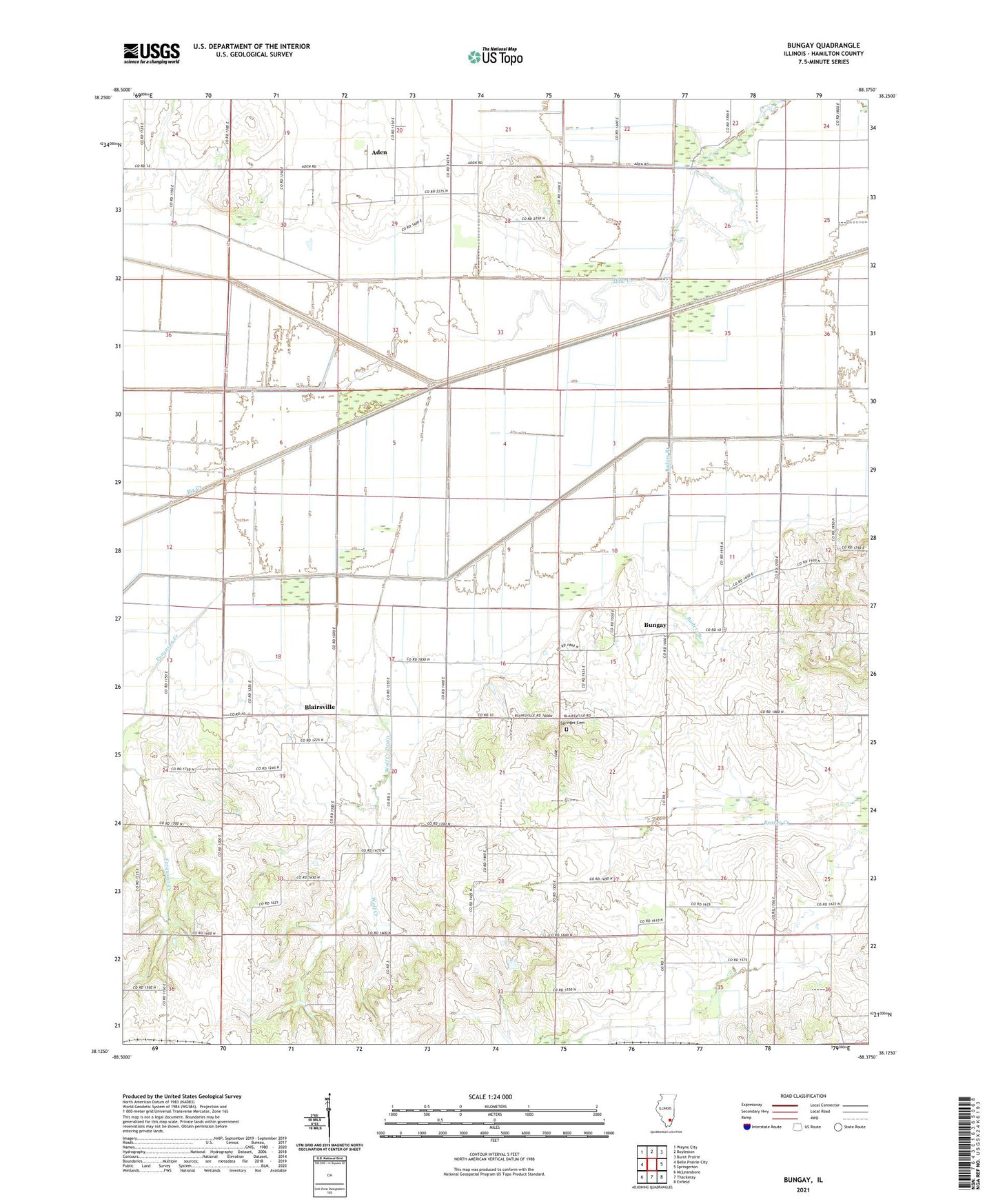 Bungay Illinois US Topo Map Image